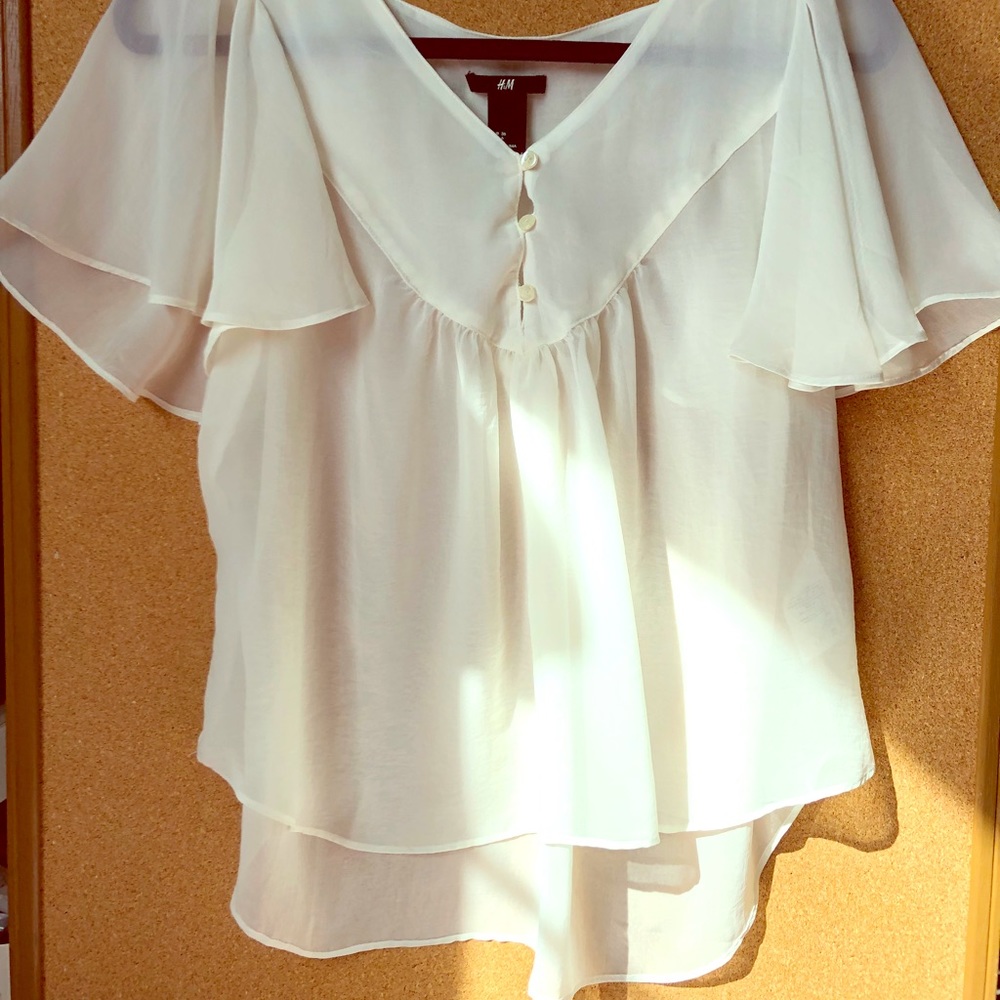 H&M cream romantic top, size 6